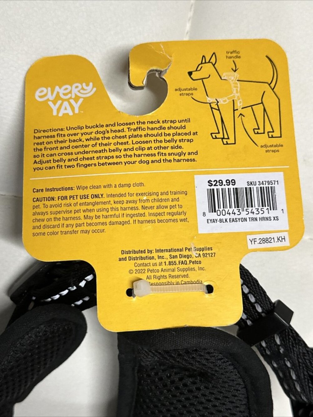 EveryYay Black Easy On Training Dog Harness XS Adjustable Petco Extra Small - Picture 9 of 10